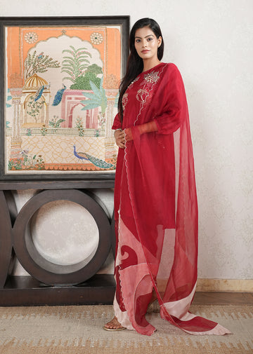 Red SA Colour Embroidered Set