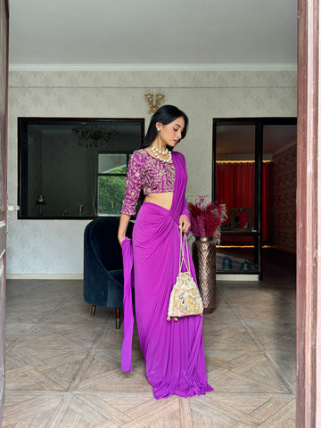 Purple Drape Saree